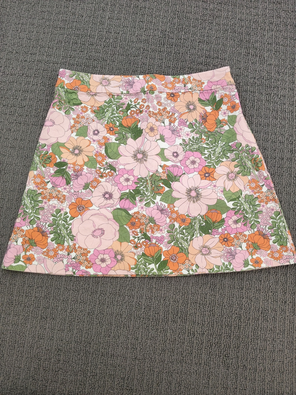 Mango Floral A-Line Mini Skirt in Pink, Orange & Green